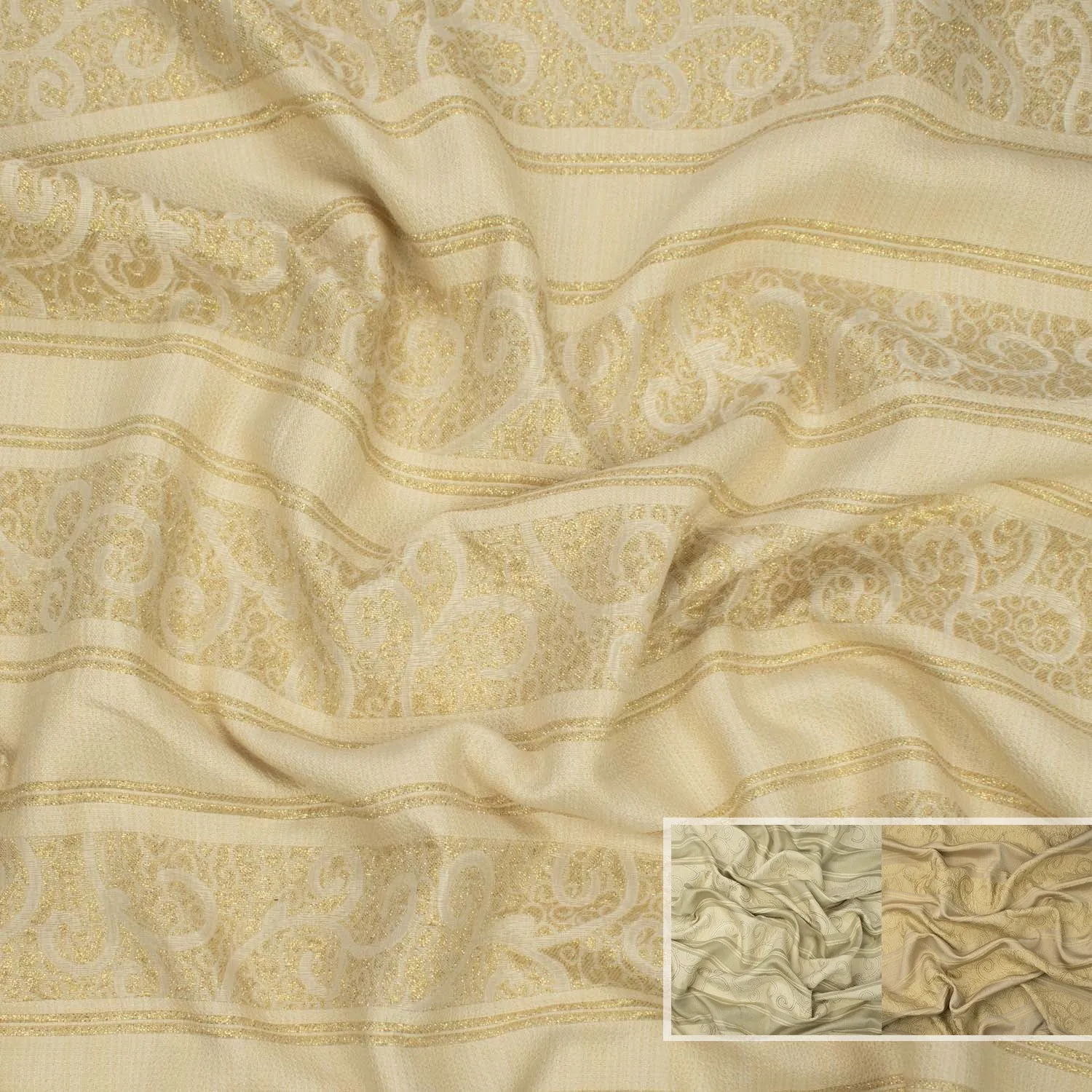 Turkish Curtaining/Upholstery Embroidered Glitter Vines Stripes Jacquard