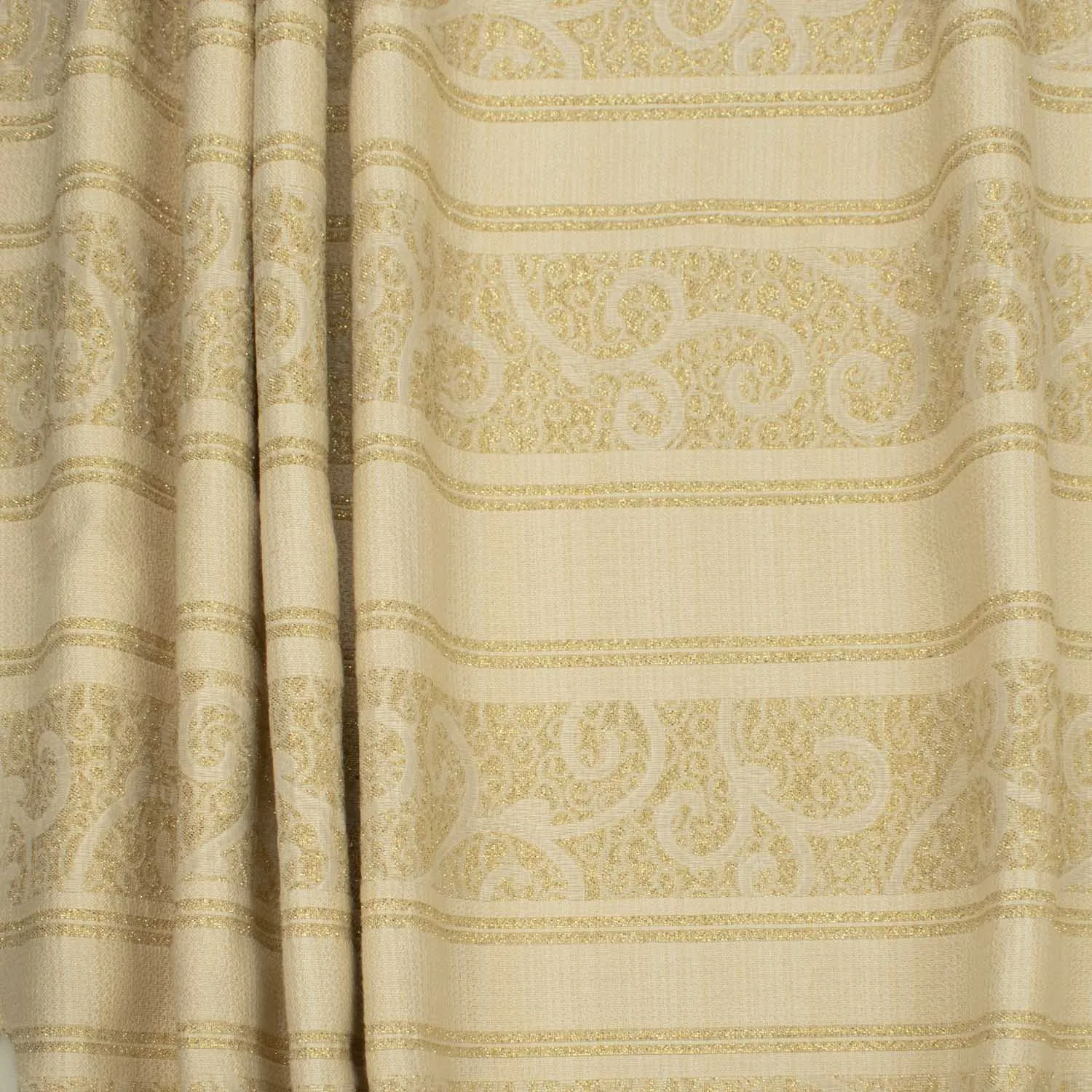 Turkish Curtaining/Upholstery Embroidered Glitter Vines Stripes Jacquard