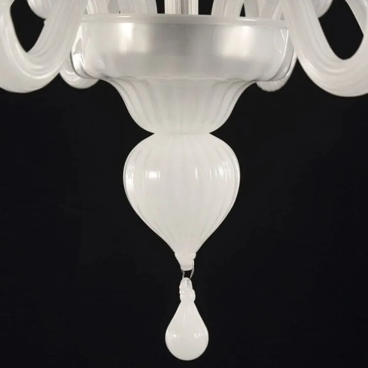 Two Tier 6 3 Light Chandelier in Silk White Venetain Glass