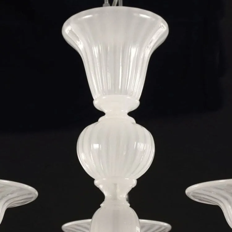 Two Tier 6 3 Light Chandelier in Silk White Venetain Glass