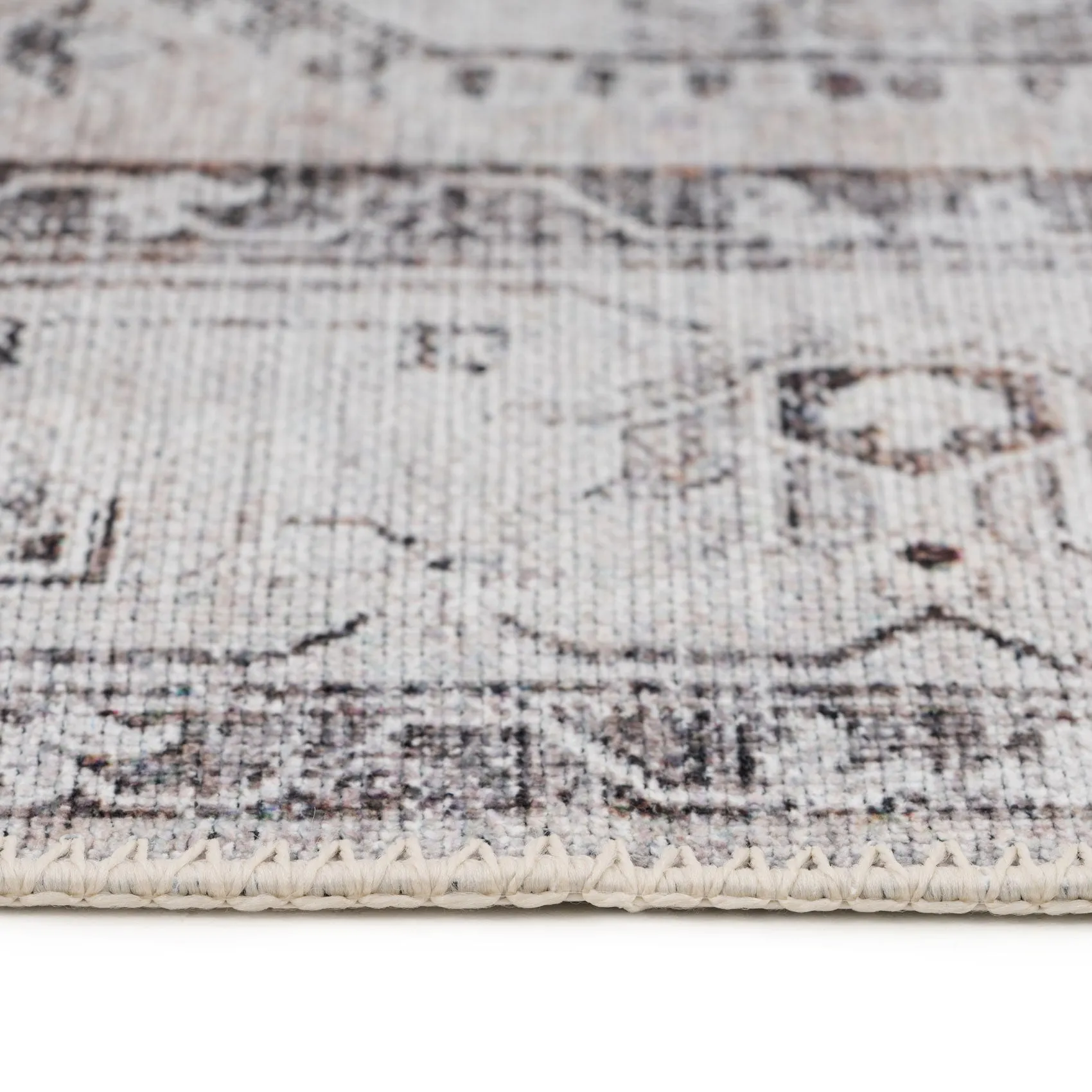 Washable Vintage Ivory Runner Rug - Margot