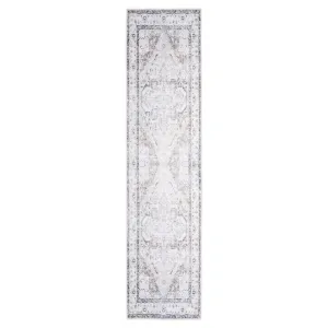 Washable Vintage Ivory Runner Rug - Margot