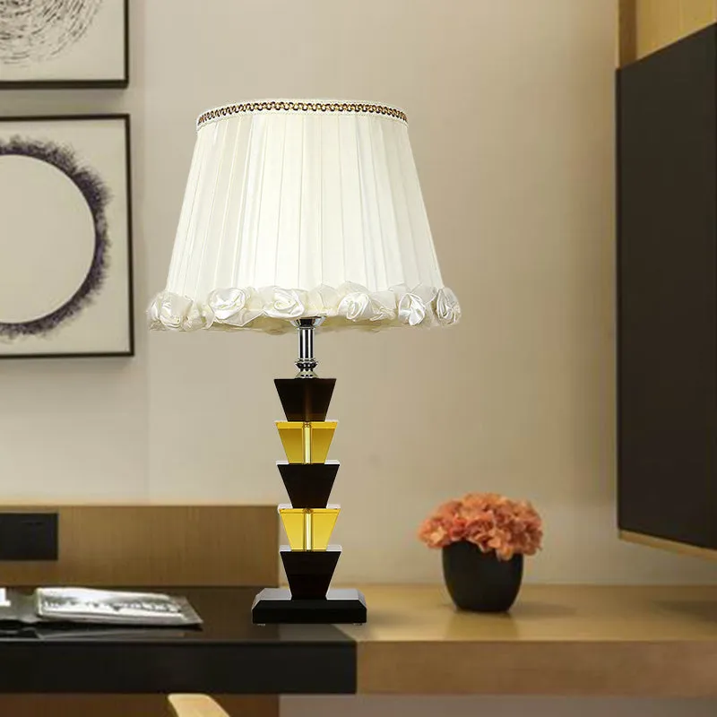 White Single Bulb Crystal Nightstand Lamp for Bedroom