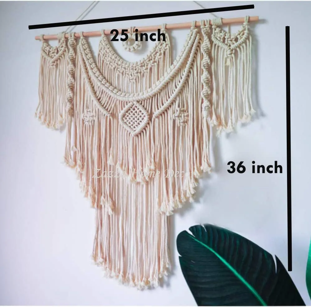 Zazza Home Decor™ - Macrame Wall Hanging Wedding Decor macrame Boho Wall Decor Fibre Big Cotton Boho Chic Wedding Accessories. (Design - E)